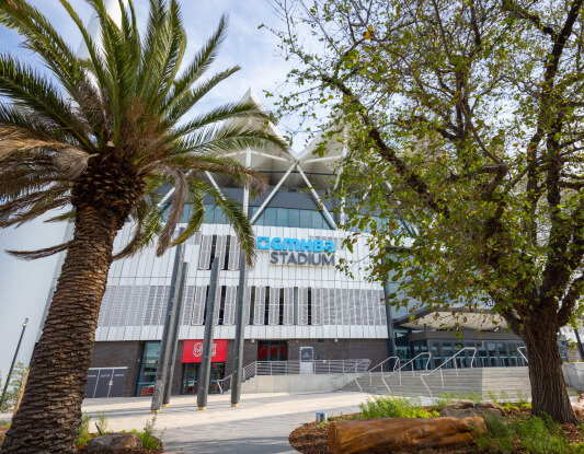 Photo of exterior of GHMBA stadium