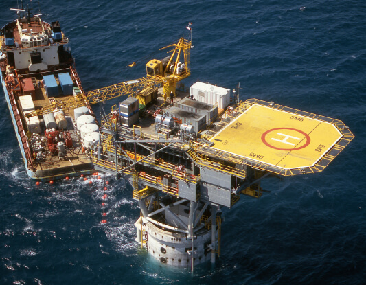 Aerial photo of an oil rig