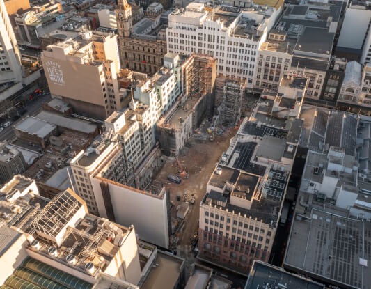 Aerial photo of a urban building being constructed